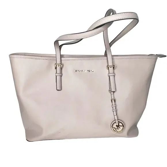 MICHAEL KORS Jet Set Travel Tote Handbag Saffiano Leather Powder Blush Pink OS - Picture 16 of 16